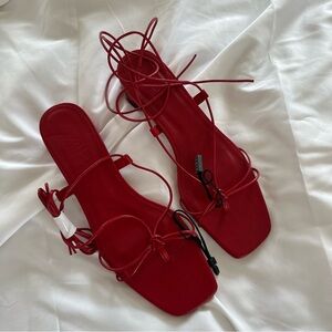 Zara Red Strappy Sandals